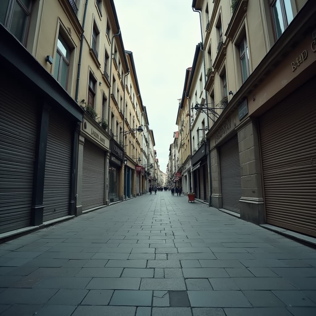 Leere Innenstadt mit Retail-Flächen